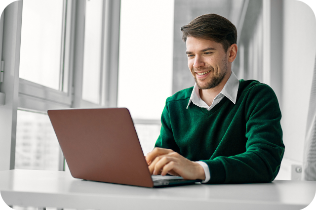 Man in green sweater Man in green sweater